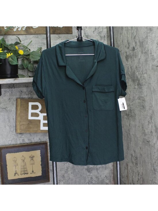 Auden Other - Auden Womens Cloud Knit Modal Notch Collar Short Sleeve Pajama Top Green M
